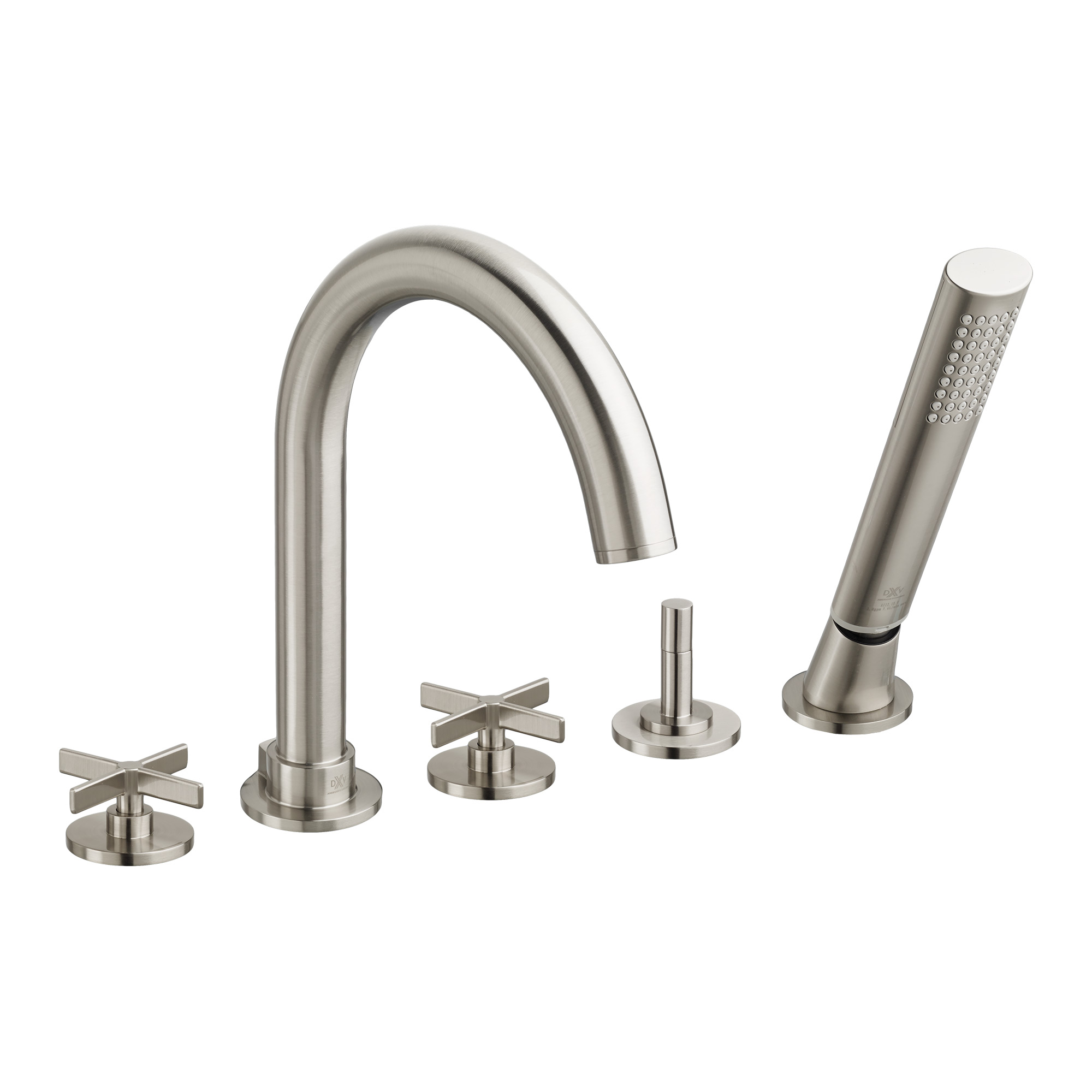 Percy 2-Handle Deck Mount Bathtub Faucet with Hand Shower and Cross Handles